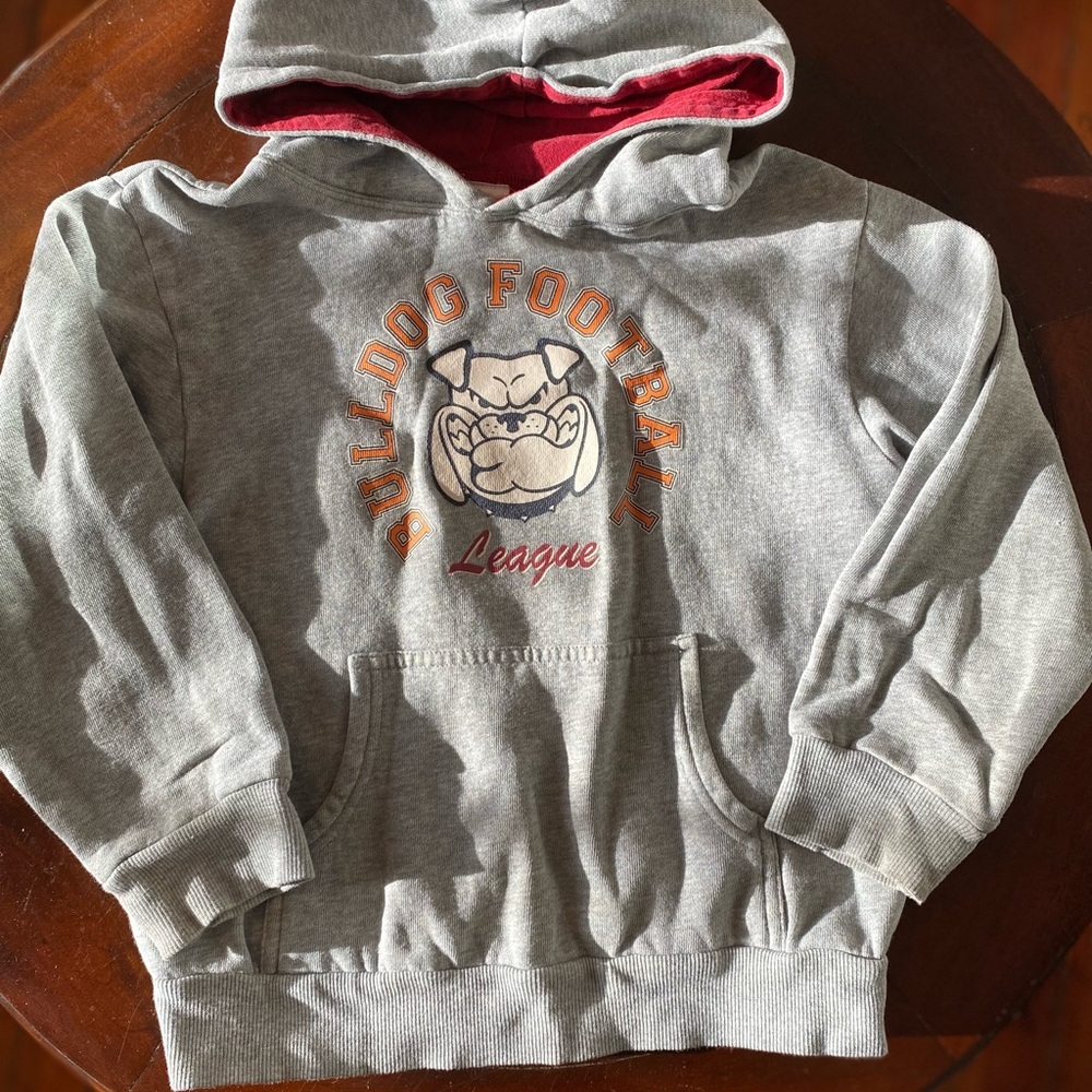 🧩3/$20 Gymboree Grey Bulldog Hoodie Sweatshirt Size 6